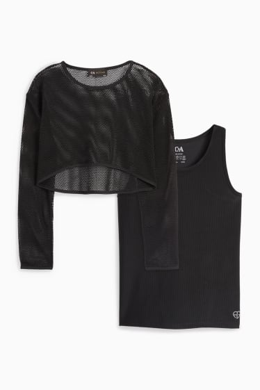 Bambine - Set - maglia e top tecnici - 2 pezzi - nero