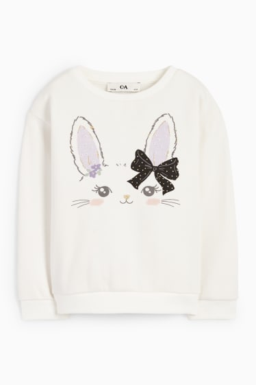 Kinderen: meisjes - Haas - sweatshirt - crèmekleurig