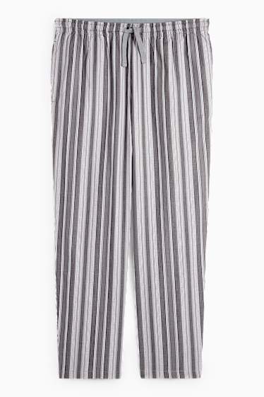 Uomo - Pantaloni pigiama - a righe - grigio