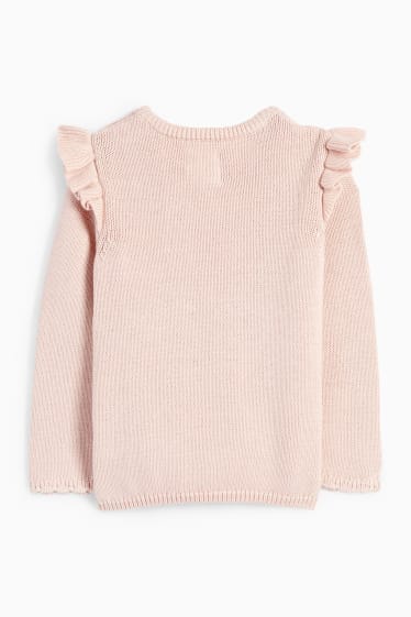 Baby Girls - Heart - baby jumper - cable knit pattern - rose