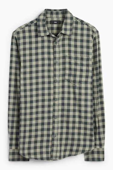 Uomo - Camicia - regular fit - collo all'italiana - a quadretti - verde
