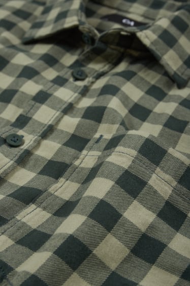 Uomo - Camicia - regular fit - collo all'italiana - a quadretti - verde