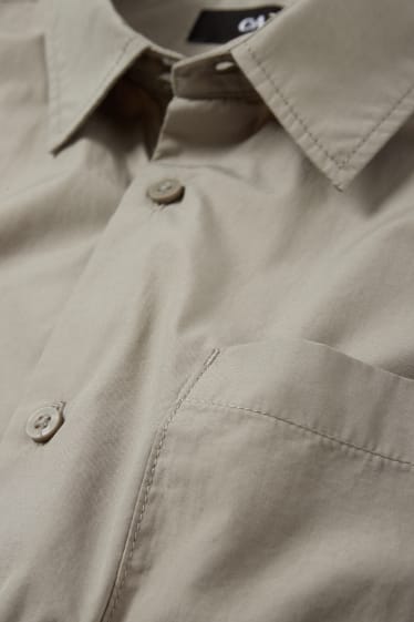 Heren - Overhemd - regular fit - kent - grijs