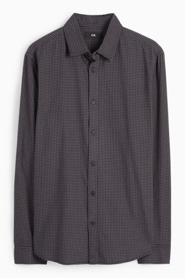 Men - Shirt - regular fit - kent collar - check - gray