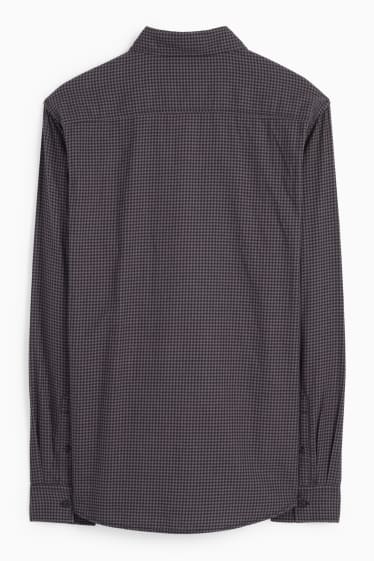 Men - Shirt - regular fit - kent collar - check - gray