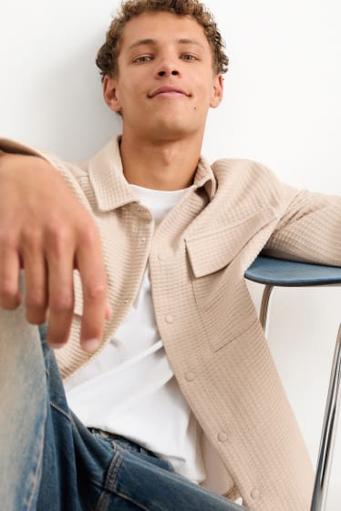 Hommes - Veste-chemise - texturée - beige