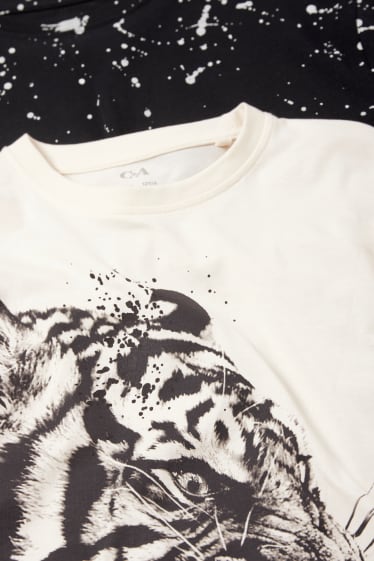 Kinder Jungen - Multipack 2er - Tiger - Langarmshirt - schwarz / beige