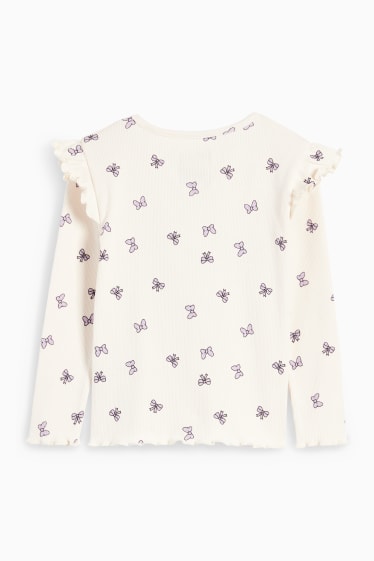 Kinder Mädchen - Minnie Maus - Langarmshirt - gemustert - beige