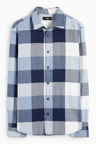 Men - Shirt - regular fit - kent collar - check - blue