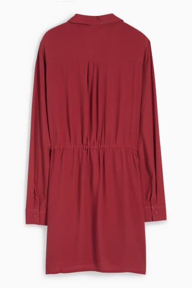 Donna - Vestito a camicia - rosso scuro
