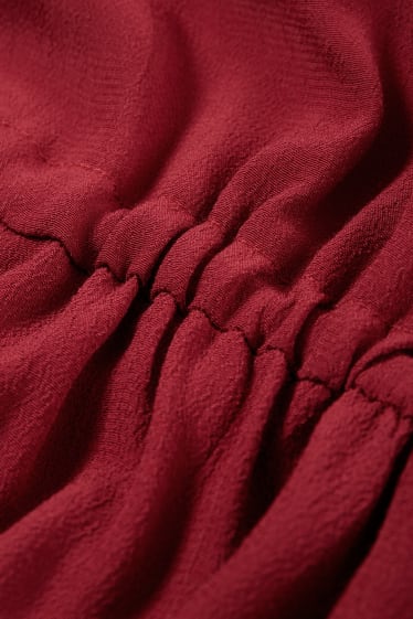 Donna - Vestito a camicia - rosso scuro