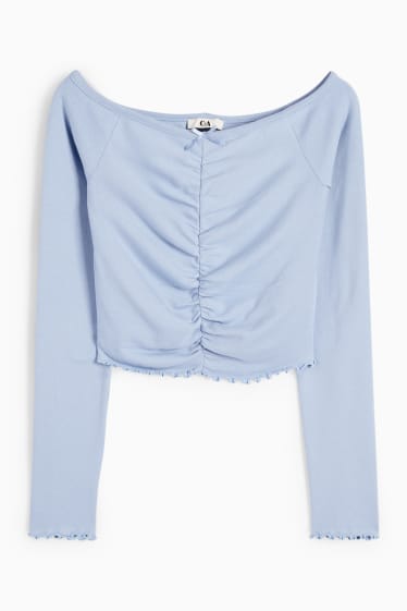 Women - Cropped long sleeve top - blue