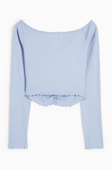 Women - Cropped long sleeve top - blue