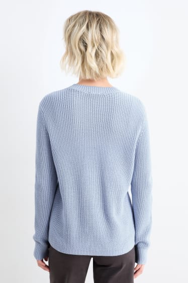 Damen - Pullover - gerippt - hellblau