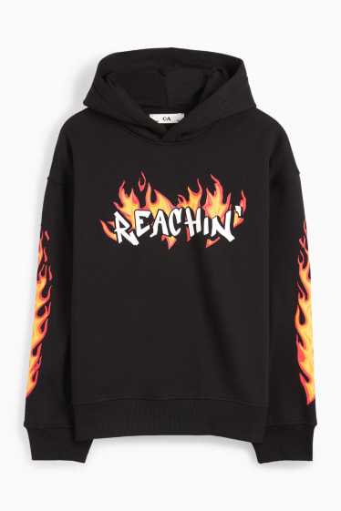 Kinder Jungen - Flammen - Hoodie - schwarz