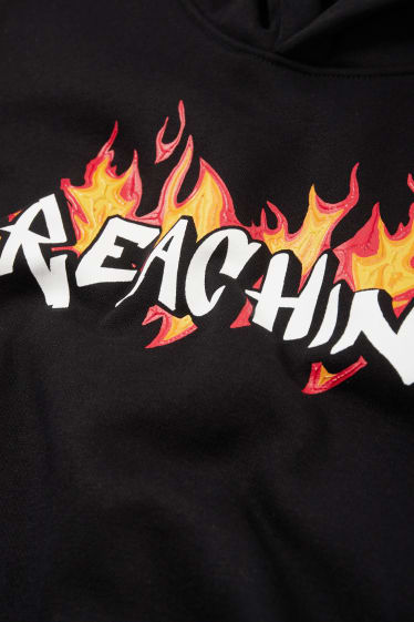 Kinder Jungen - Flammen - Hoodie - schwarz