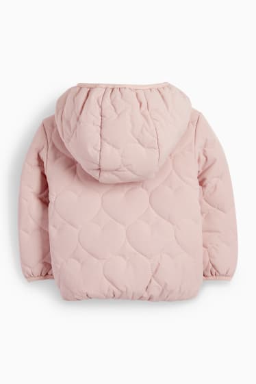 Baby Mädchen - Herzchen - Baby-Steppjacke mit Kapuze - wasserabweisend - rosa