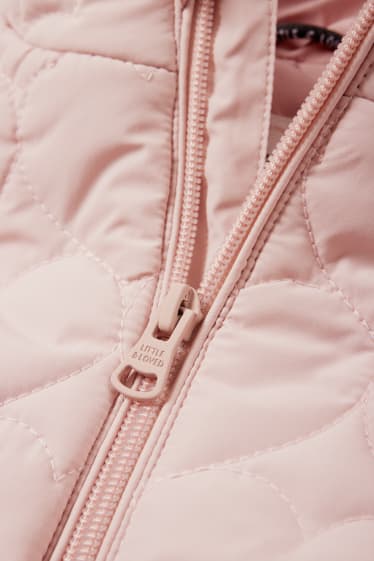 Baby Mädchen - Herzchen - Baby-Steppjacke mit Kapuze - wasserabweisend - rosa