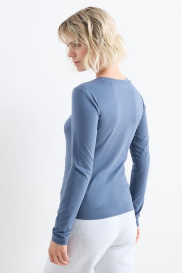 Damen - Basic-Langarmshirt - dunkelblau