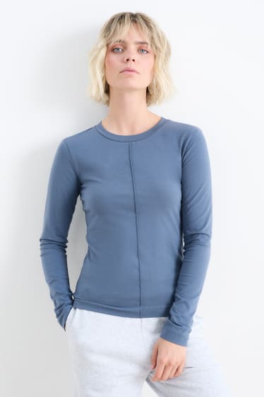 Damen - Basic-Langarmshirt - dunkelblau