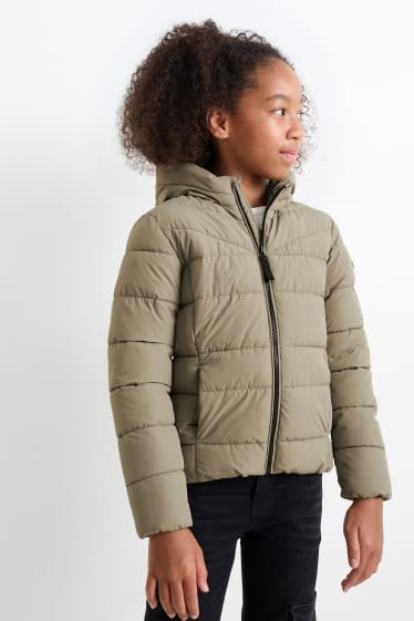 Enfants filles - Doudoune à capuche - déperlante - vert