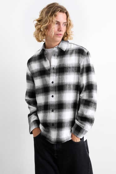 Men - Shirt - regular fit - kent collar - check - black
