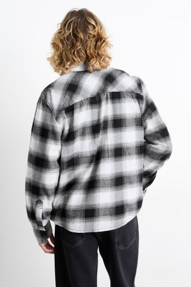 Men - Shirt - regular fit - kent collar - check - black