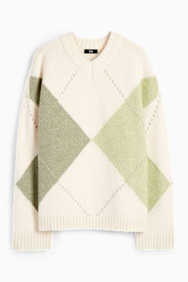 Femei - Pulover - cu model - verde mentă