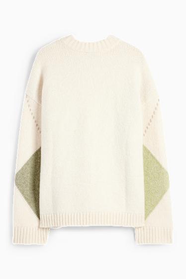 Femei - Pulover - cu model - verde mentă