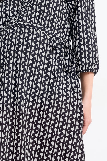 Dames - Voedingsblousejurk - met patroon - zwart