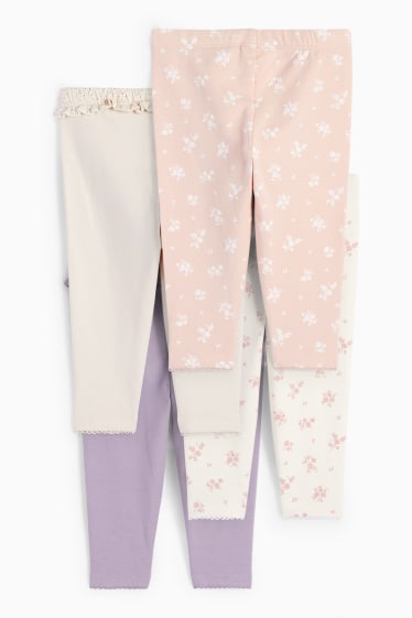 Bébés filles - Lot de 4 - petites fleurs - leggings chauds pour bébé - violet