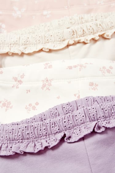 Bébés filles - Lot de 4 - petites fleurs - leggings chauds pour bébé - violet