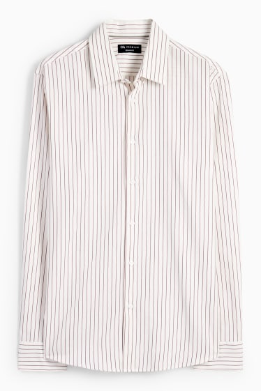 Uomo - Camicia - regular fit - collo all'italiana - a righe - bianco