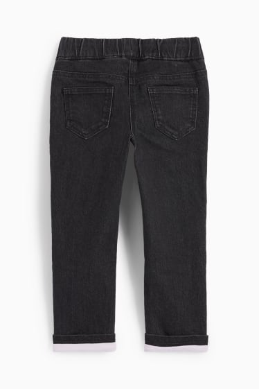 Kinder Mädchen - Thermojeans - geblümt - dunkelgrau