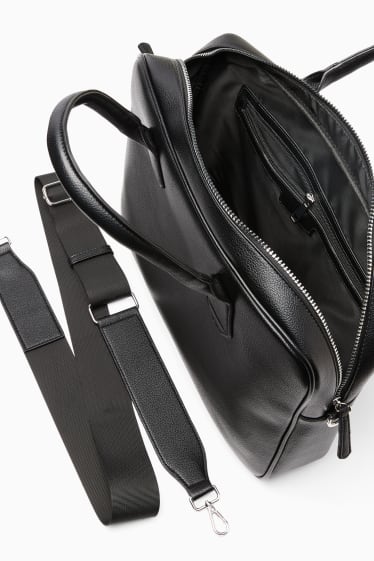 Pánské - Taška na notebook s odnímatelným popruhem - imitace kůže - černá