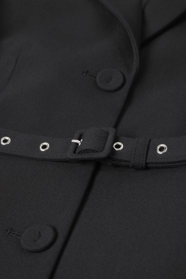 Women - Blazer with belt - black