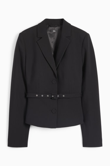 Women - Blazer with belt - black