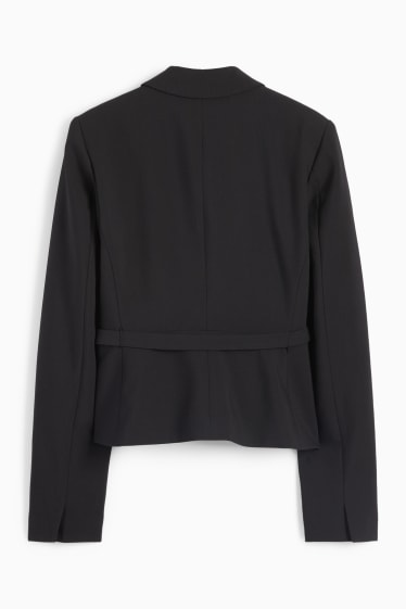 Women - Blazer with belt - black