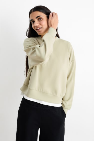 Femei - Bluză de molton basic - verde deschis