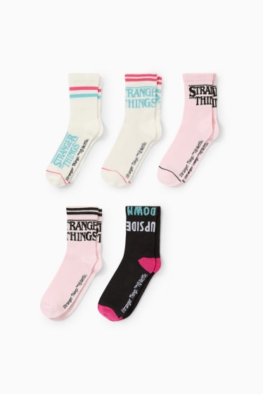 Nena - Paquet de 5 - Stranger Things - mitjons amb dibuix - rosa