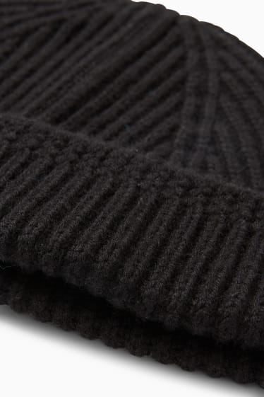Men - Beanie - wool blend - black