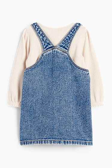 Baby Mädchen - Blümchen - Baby-Outfit - 2 teilig - jeansblau