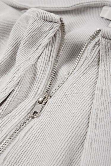 Damen - Crop Strickjacke - hellgrau
