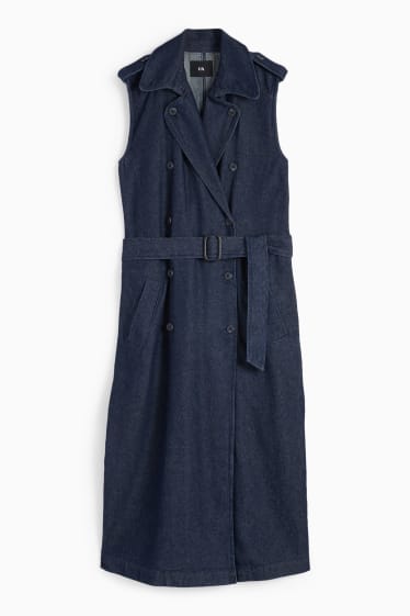 Dona - Vestit recte amb cinturó - texà blau fosc