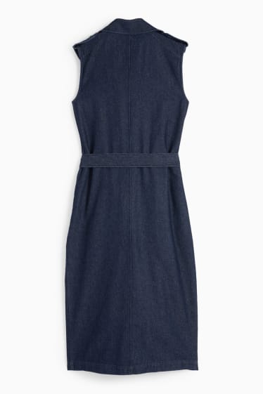 Dona - Vestit recte amb cinturó - texà blau fosc