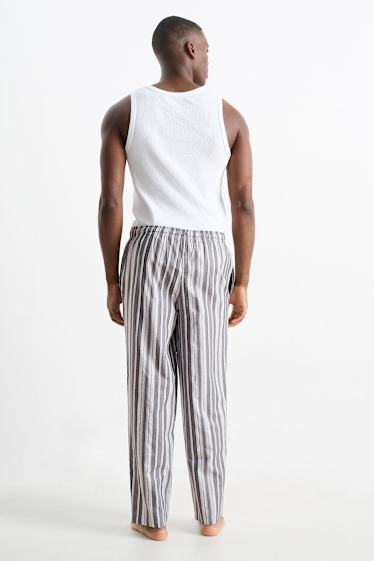 Uomo - Pantaloni pigiama - a righe - grigio