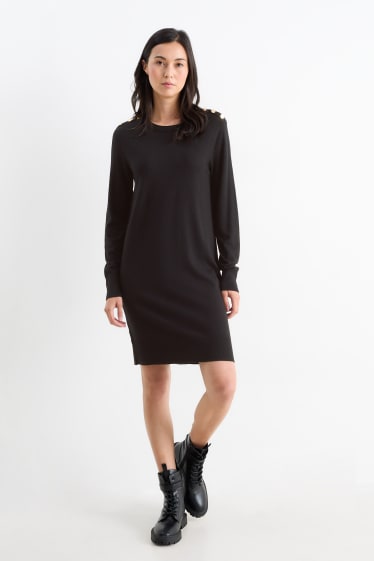 Damen - Strickkleid - schwarz
