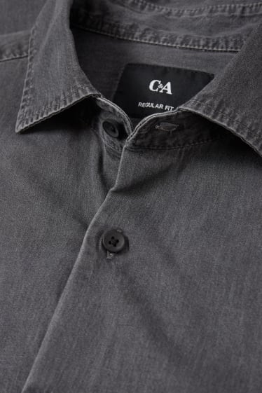 Herren - Jeanshemd - Regular Fit - Kent - dunkelgrau