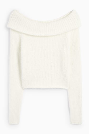 Damen - Crop Pullover - weiss