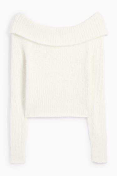 Damen - Crop Pullover - weiss